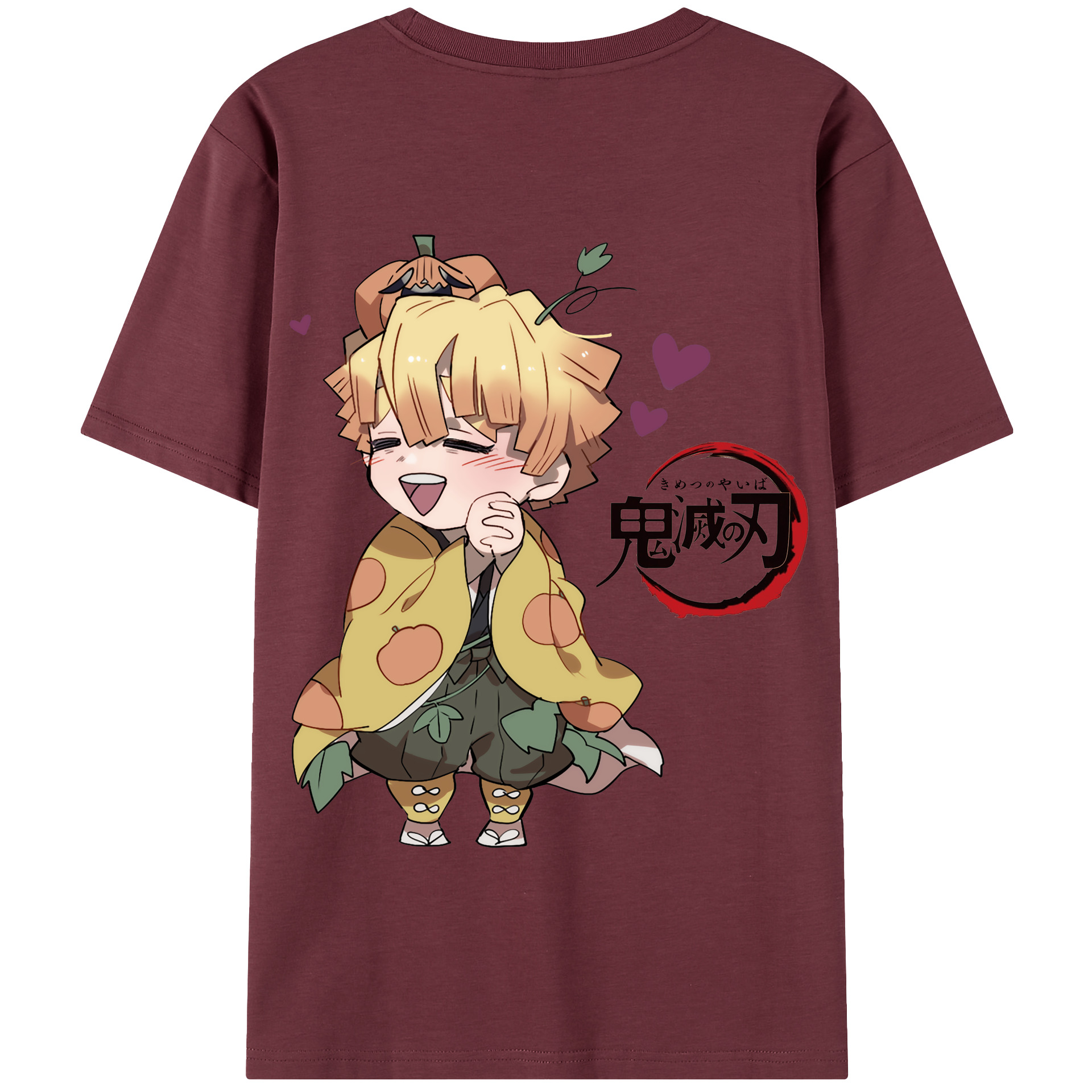 （画像用） 鬼滅の刃（きめつのやいば）我妻 善逸／あがつま ぜんいつ Agatsuma Zenitsu 綿100％半袖Tシャツ（背面プリント）